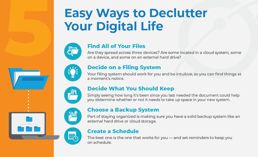 infographic with tips on how to declutter your digital life