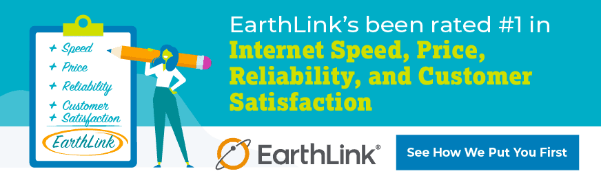 An inline ad stating, "EarthLink's been rated #1 in Internet Speed, Price, Reliability, and Customer Satisfaction