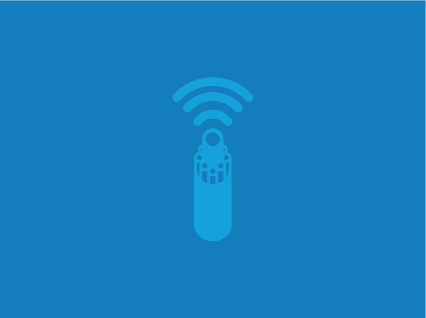 Outline of fiber internet cables with a WiFi signal coming from them on a blue background.