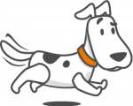 Illustration of a dog running. Check your internet speed!