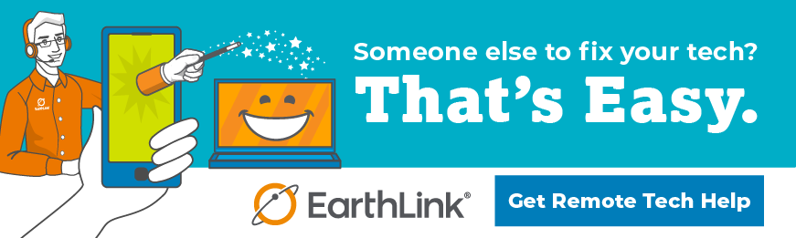 An ad that reads: Someone else to fix your tech? That's easy. Get Remote Tech Help. 