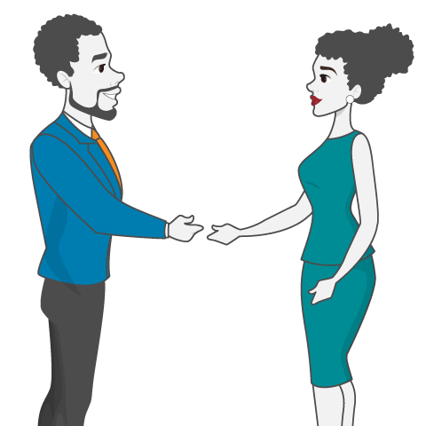 Two people shaking hands in partnership